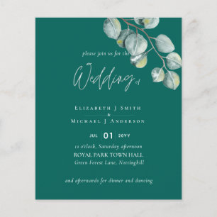 Vit EUCALYPTUS Bröllop Flygblad