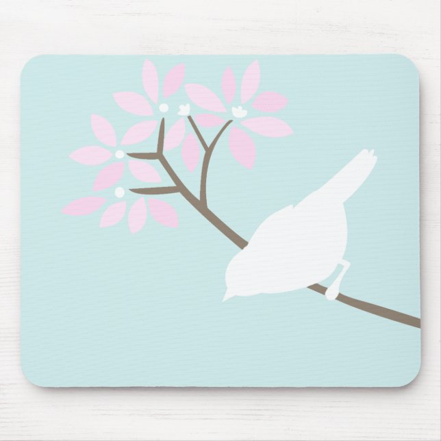 Vit fågel Mousepad Musmatta (Framsidan)