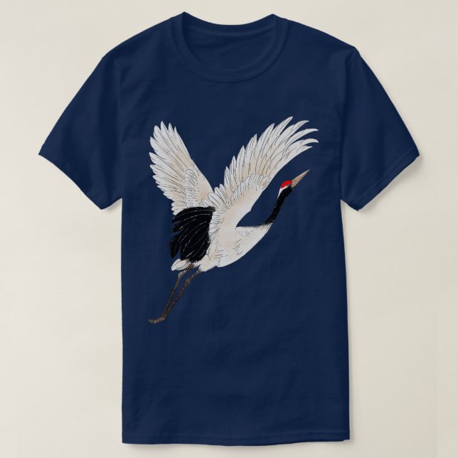 Vit fågel som tittar på Snö Crane Bird Photograf T Shirt (Design framsida)