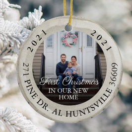 Vit fågelbit Första jul i vårt nya hem Julgransprydnad Keramik