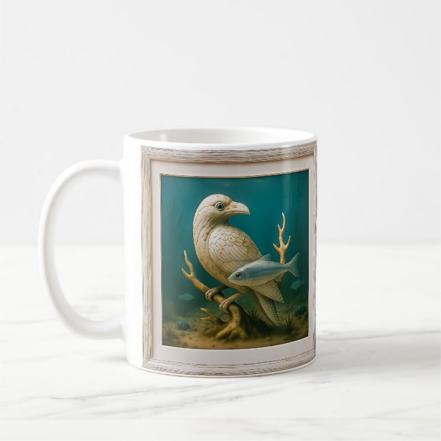 Vit fågelstatyett kaffemugg (Vänster)