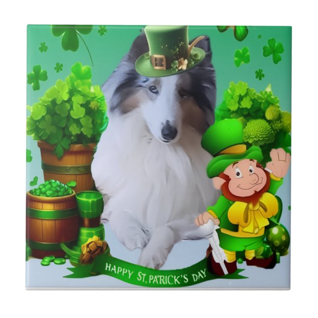 Vit faktor Merle Headed Rough Collie  Kakelplatta (Framsidan)