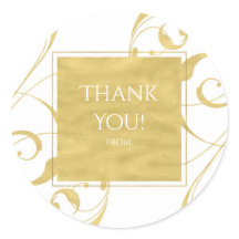 Vit & Falsk Guld Blommig Virvel Elegant Bröllop