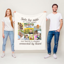 Vit familjefotokollage med 8 bilder - Sammanbundna Fleecefilt