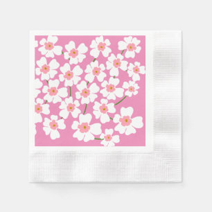 Vit Fantasy Flower Älskare Mönster Rosa Bröllop Pappersservett