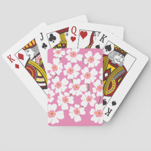 Vit Fantasy Flower Älskare Mönster Rosa Casinokort
