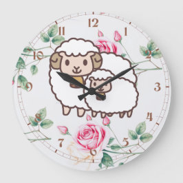 Vit får med Baby Stor Klocka