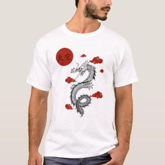 vit färg T-shirt med vacker dragondesign