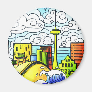 Vit, färglös, vacker Toronto Skyline Magnet