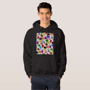 Vit Färgrik Handavtrycksmönsterdesign Hoodie