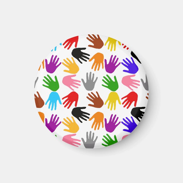 Vit Färgrik Handavtrycksmönsterdesign  Magnet (Framsidan)
