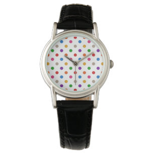 Vit Färgrik Regnbåge Prickar Design Armbandsur
