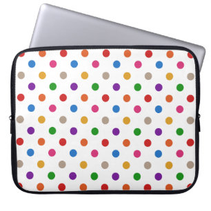 Vit Färgrik Regnbåge Prickar Design Laptop Fodral