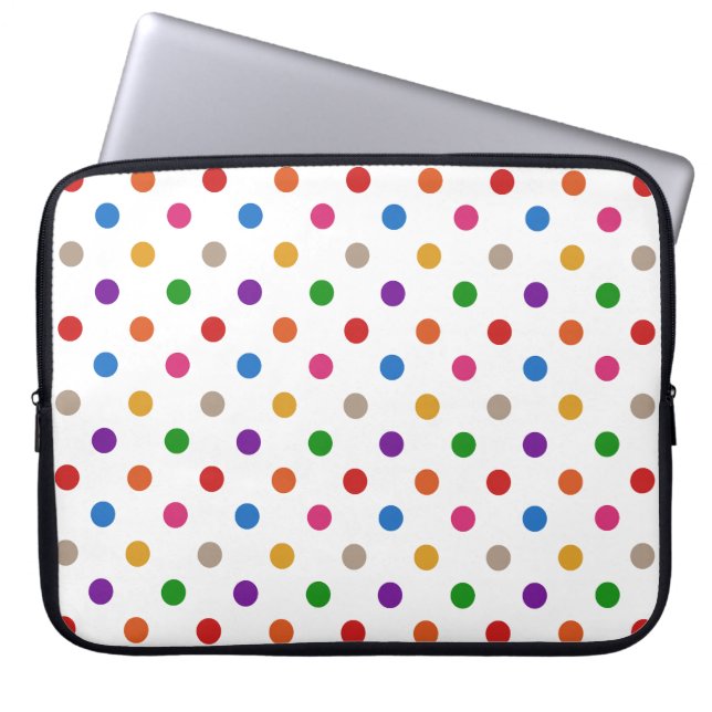 Vit Färgrik Regnbåge Prickar Design  Laptop Fodral (Framsidan)