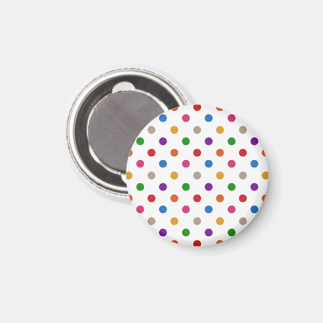 Vit Färgrik Regnbåge Prickar Design  Magnet (Front/Back)