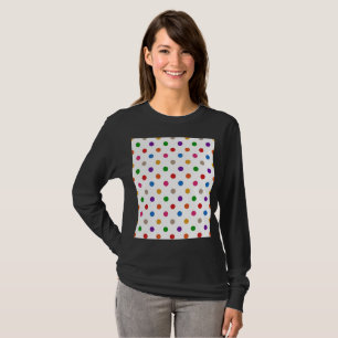 Vit Färgrik Regnbåge Prickar Design T Shirt