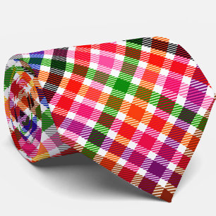 Vit Färgrik Tvilling Ruta Tartan Design Slips