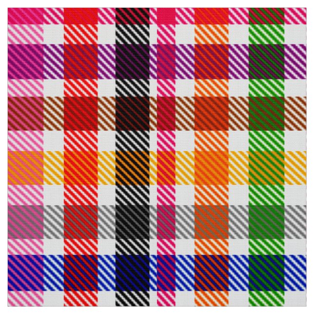 Vit Färgrik Tvilling Ruta Tartan Design  Tyg (Provkarta)