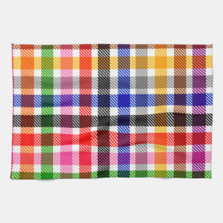 Vit Färgrik Tvillingrutig Tartan Design Kökshandduk