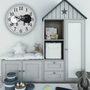 Vit fårrund (stor) Vägglåda Stor Klocka