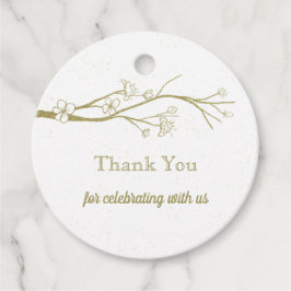 Vit favorittagg för vackra guld-blommar gåvor etiketter