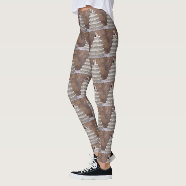 Vit femskiktskaka Bröllop med Möhippa par. Leggings (Vänster)