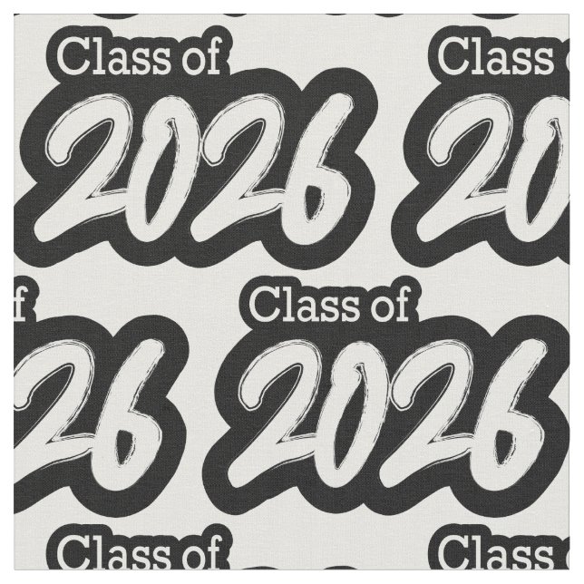 Vit fet penselklass 2026 tyg (Närbild)