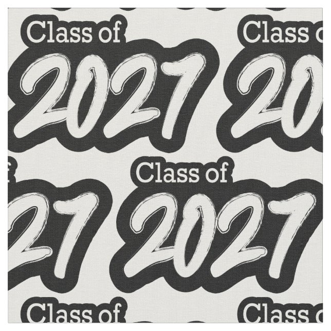 Vit fet penselklass 2027 tyg (Närbild)