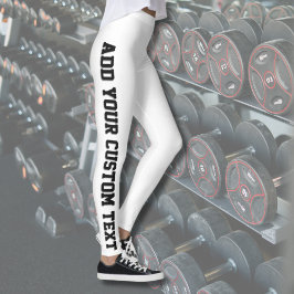 Vit Fet Personlig Anpassad Text Vertikal Leggings