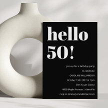 Vit, fetstilt, modern Chic, 50:e Födelsedagsfesten