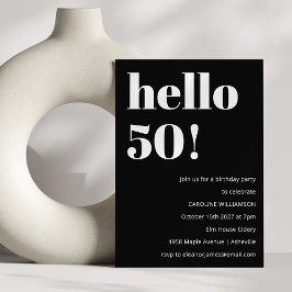 Vit, fetstilt, modern Chic, 50:e Födelsedagsfesten Inbjudningar