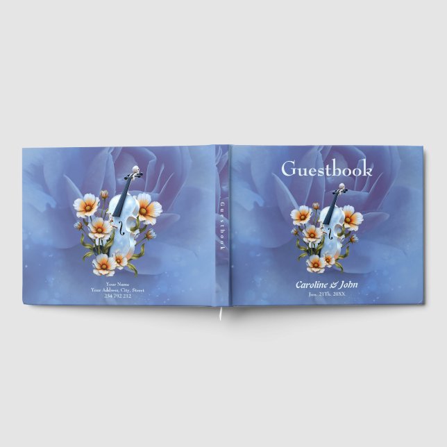 Vit fiol med blommor - Elegant Music & Nature Gästböcker (Full)