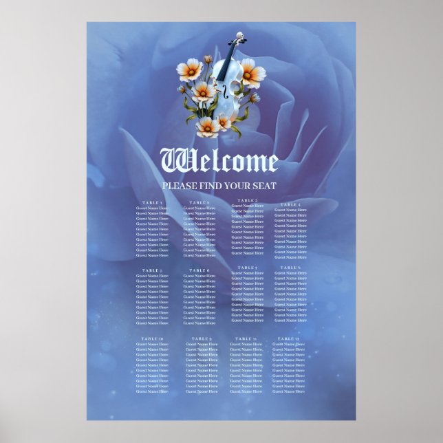 Vit fiol med blommor - Elegant Music & Nature Poster (Framsidan)