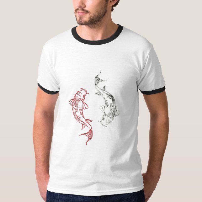 Vit fiskdesign T-shirt (Framsida)