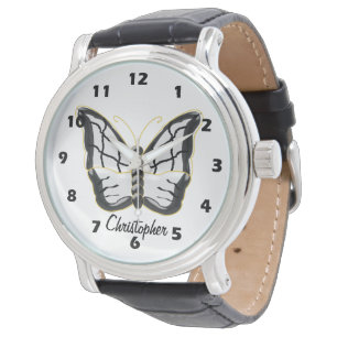 Vit Fjäril Design Personlig Armbandsur