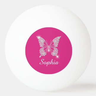 Vit Fjäril i Diamant, Namn i skrivstil, Fuchsia Pingisboll