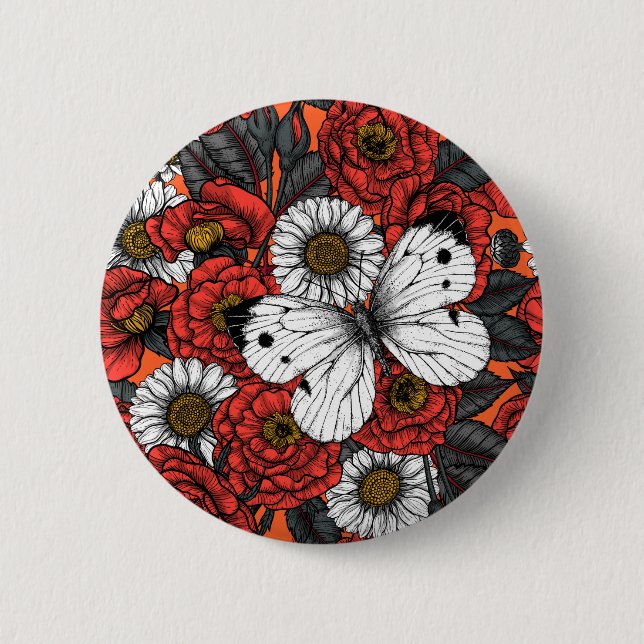 Vit fjäril och ro knapp (Framsida)