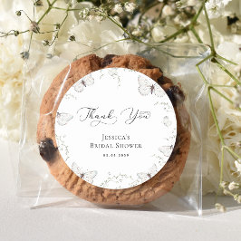 Vit Fjäril Trädgård Bröllopsdusch Tack Runt Klistermärke