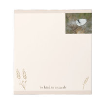 Vit fjäril "Var snäll mot djur" Boho Notepad