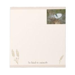 Vit fjäril "Var snäll mot djur" Boho Notepad Anteckningsblock