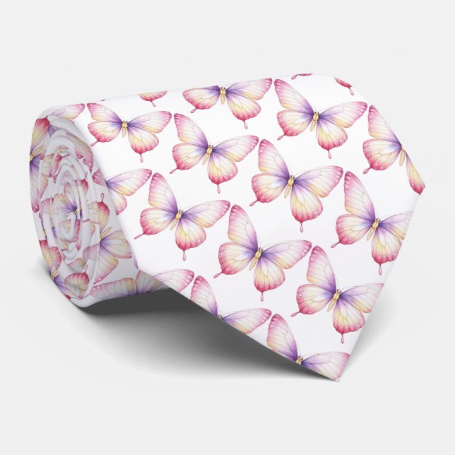 Vit fjärils slips (Rullad)