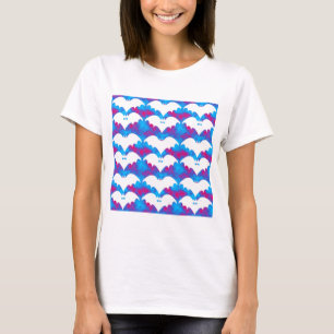Vit Fladdermus och blå Rosa T Shirt