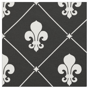 Vit Fleur De Lis Mönstra Tyg