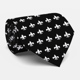 Vit Fleur De Lis - skräddarsy bakgrundsfärg Slips