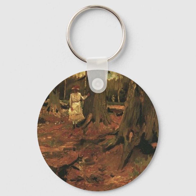 vit flicka i skogen, Vincent van Gogh Nyckelring (Framsida)