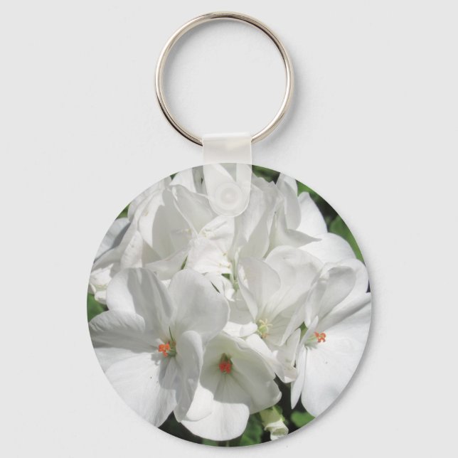 Vit Floral-fotografi Nyckelring (Framsida)