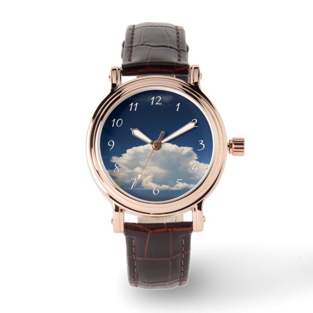 Vit fluffig moln            armbandsur (Framsida)