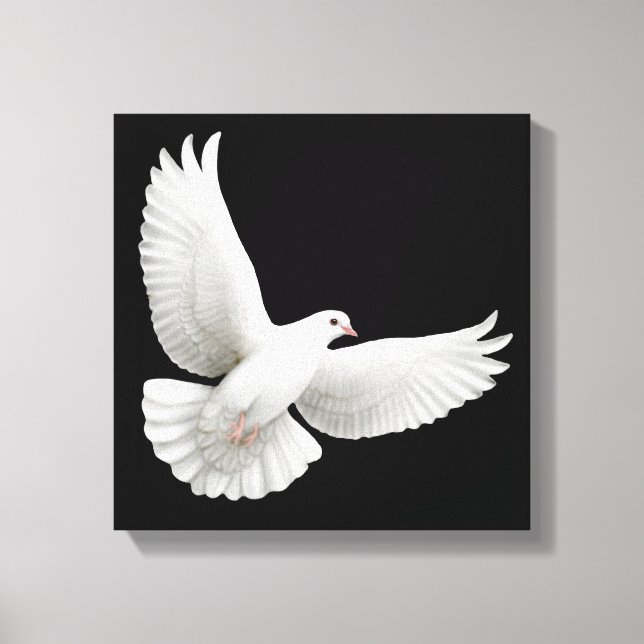 Vit flygduva, omslagen arbetsyta canvastryck (Framsida)