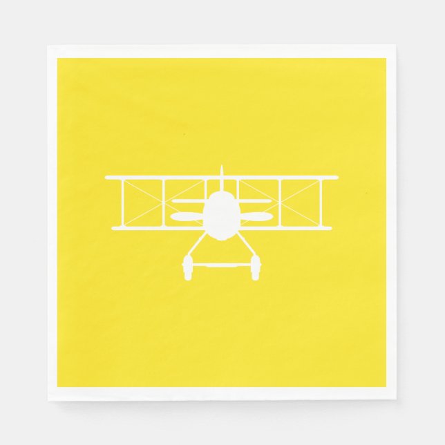 Vit flygplansprofil i Gultens bakgrund Pappersservett (Framsidan)