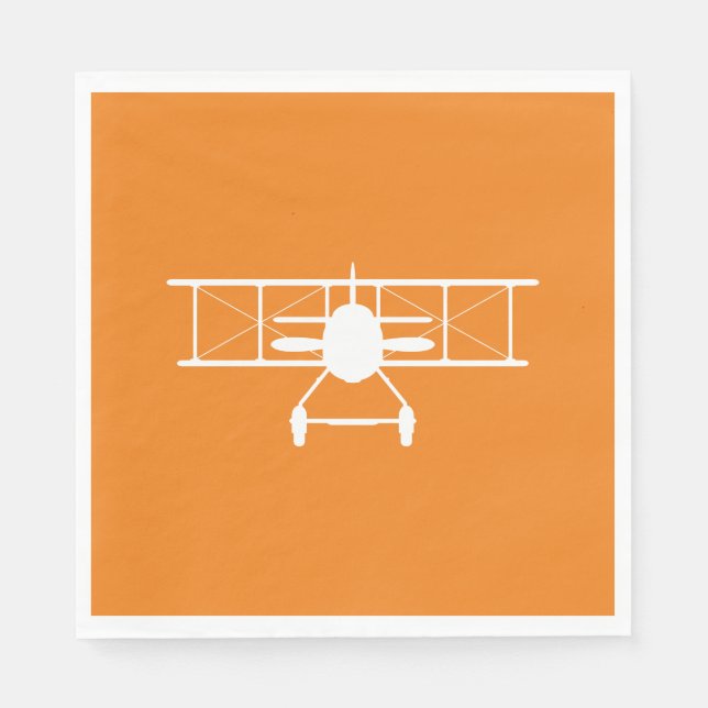 Vit flygplansprofil i Orangens bakgrund Pappersservett (Framsidan)